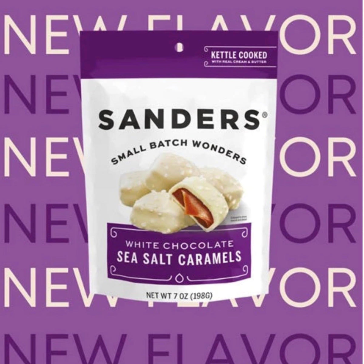 Sanders White Chocolate Sea Salt Caramels, 7 Ounce, 6 Per Case