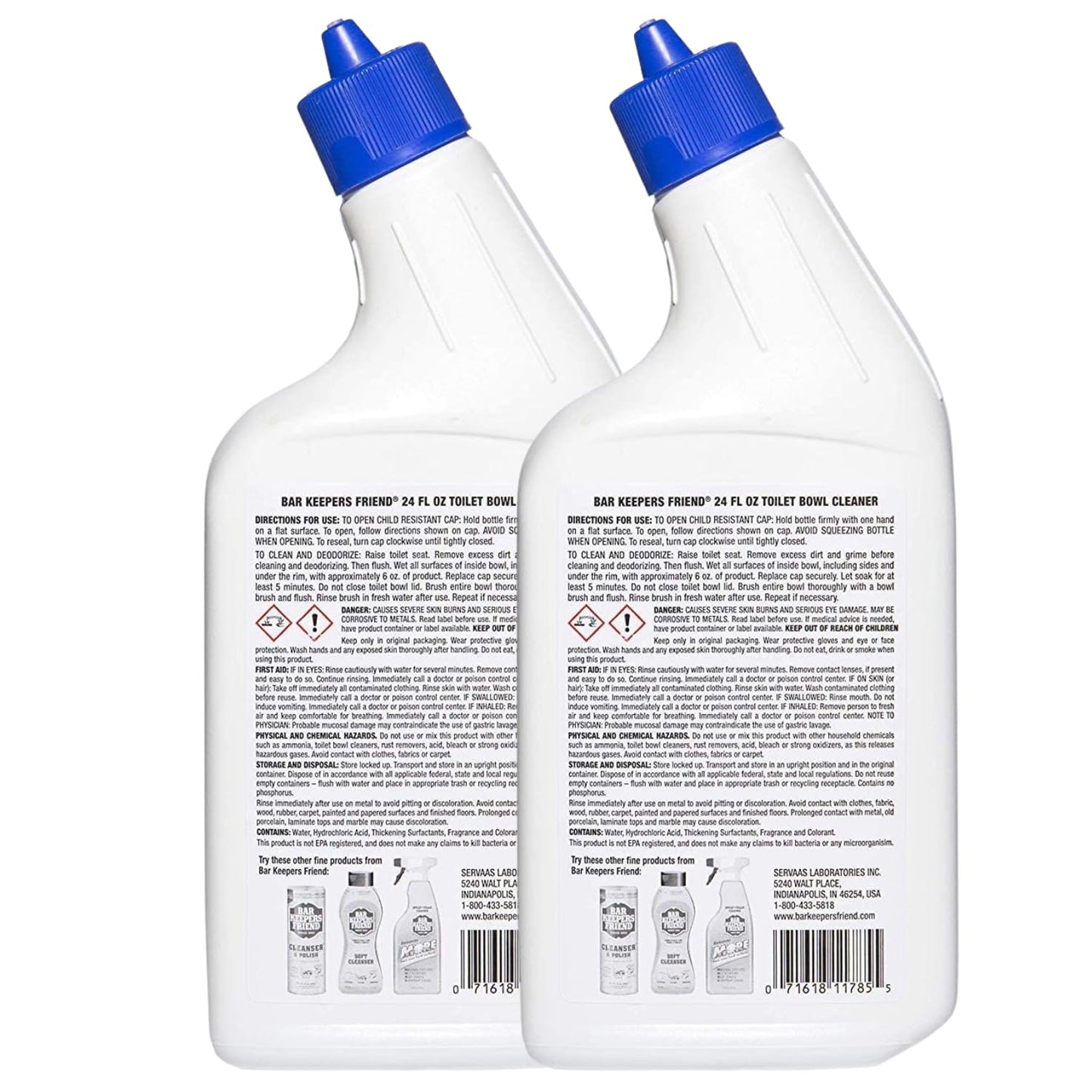 Bar Keepers Friend Toilet Bowl Cleaner 24oz Household Value Twin Pack