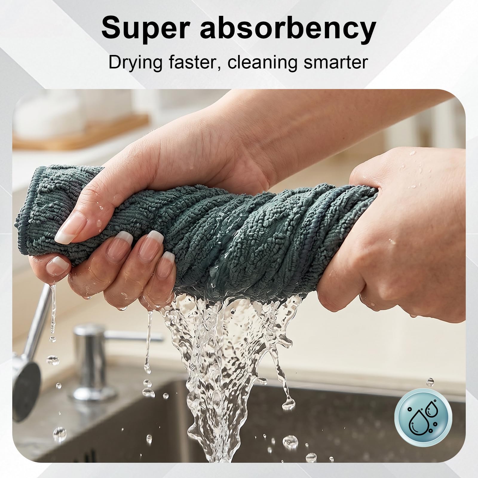 INFICRIME Microfiber Dual-Sided Cleaning Cloths, 6 Pack 12 x 12 Inch Reusable Dish & Cleaning Towels, Soft & Textured All-Purpose Cleaning Rags