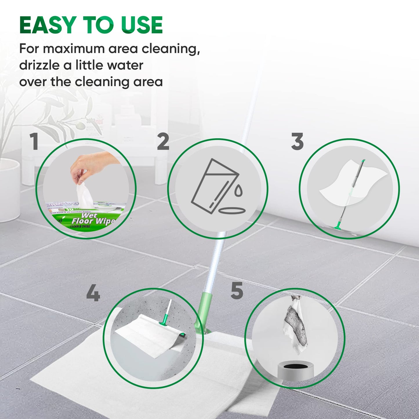 Yugi XXL Wet Floor Wipes For Squeegee Stick,Multi Surface Cleaning Wipes,Fresh Aroma Scent,Huge Disposable Wipes (27.5" x 15.7"),Extra Thick,(3 Packs