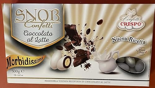 Ultra Fine Crispo Snob Confetti Toasted Almonds covered with Chocolate and Sugar Layers - White - 500 Grams (1.1LB)