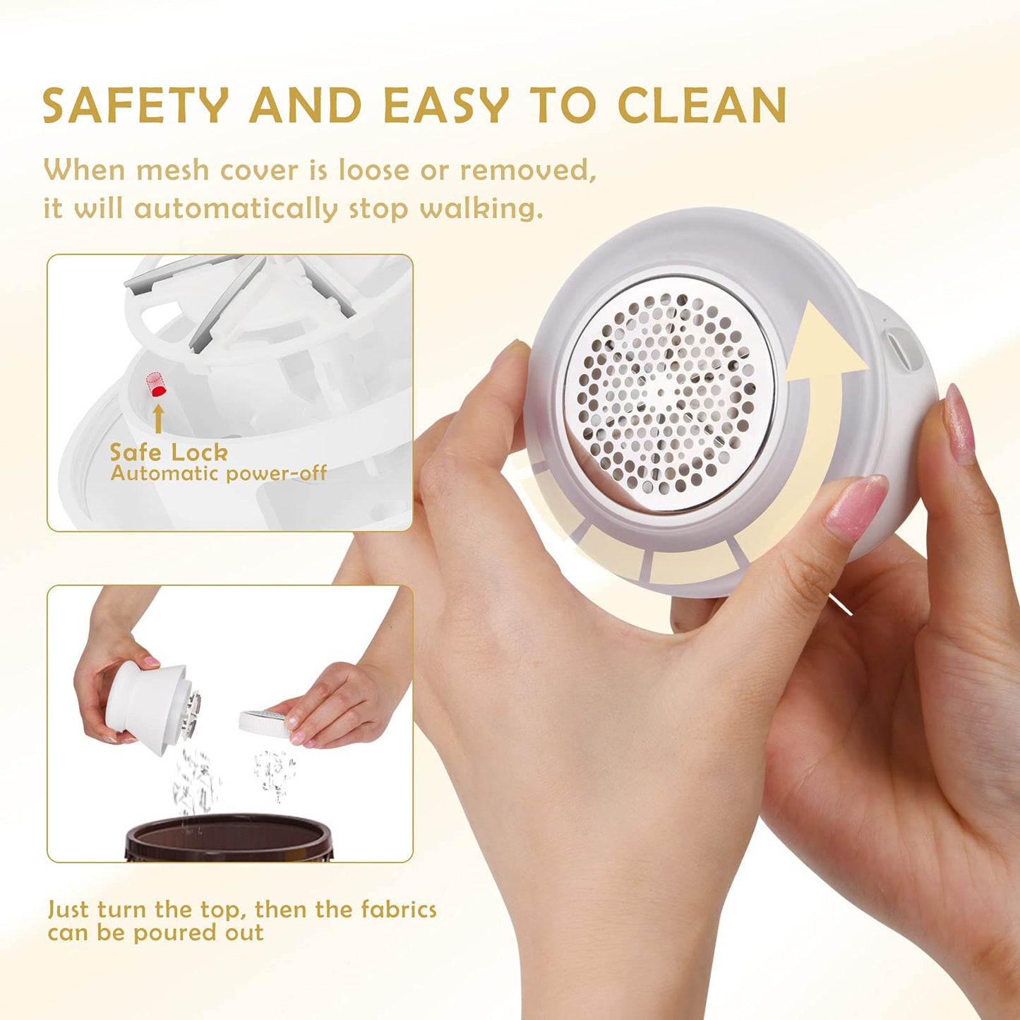 Scienbeauty Fabric Shaver Fuzz Remover Rechargeable, Electric Lint Remover with Light, Sweater Shaver with Stainless Steel 6-Blades, Dual Protection