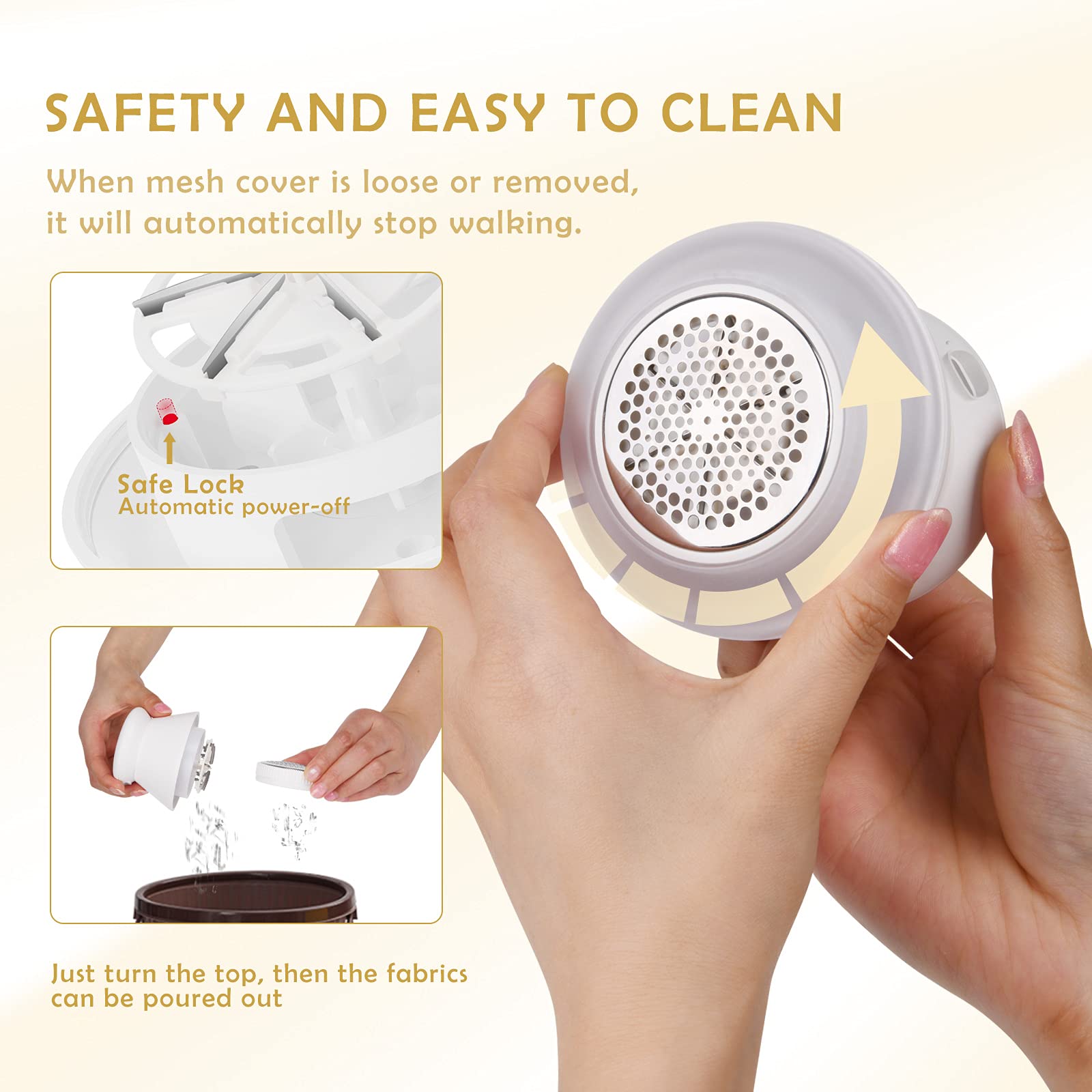 Scienbeauty Fabric Shaver Fuzz Remover Rechargeable, Electric Lint Remover with Light, Sweater Shaver with Stainless Steel 6-Blades, Dual Protection
