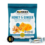 Honees Honey & Ginger Hard Candy Individually Wrapped | Natural & Healthy Candy, Italian Made with Real Honey & Indonesian Ginger, 6 Pack (17.1 oz)