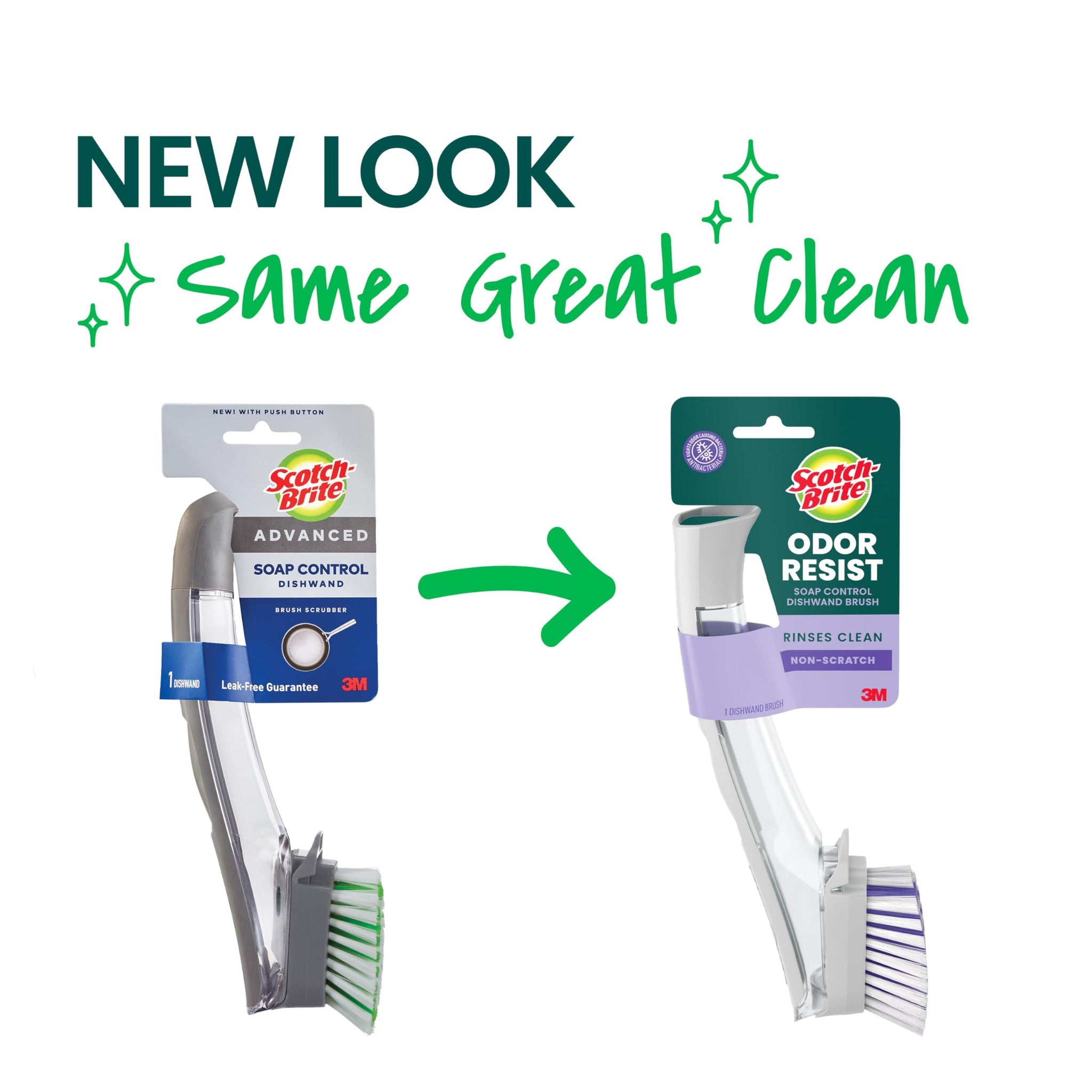 Scotch-Brite Odor Resist Soap Control Dishwand Brush, 1 Cleaning Dish Wand Brush, Precise Soap Control, Leak-Free Guarantee, Safe on Dishes, Nonstick