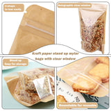 150-pack 4.7" x 7.9" Stand Up Kraft Paper Mylar Bags with Clear Window Resealable Foil Pouches for Food Storage Smell Proof Edible Packaging Bag