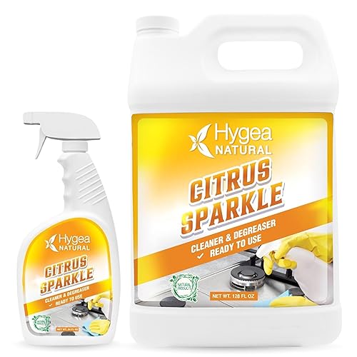 Hygea Natural Citrus Sparkle Chemical-Free Heavy Duty Degreaser & All Purpose Cleaner - Pure Citrus Extracts & Natural D-limonene - Removes Grease