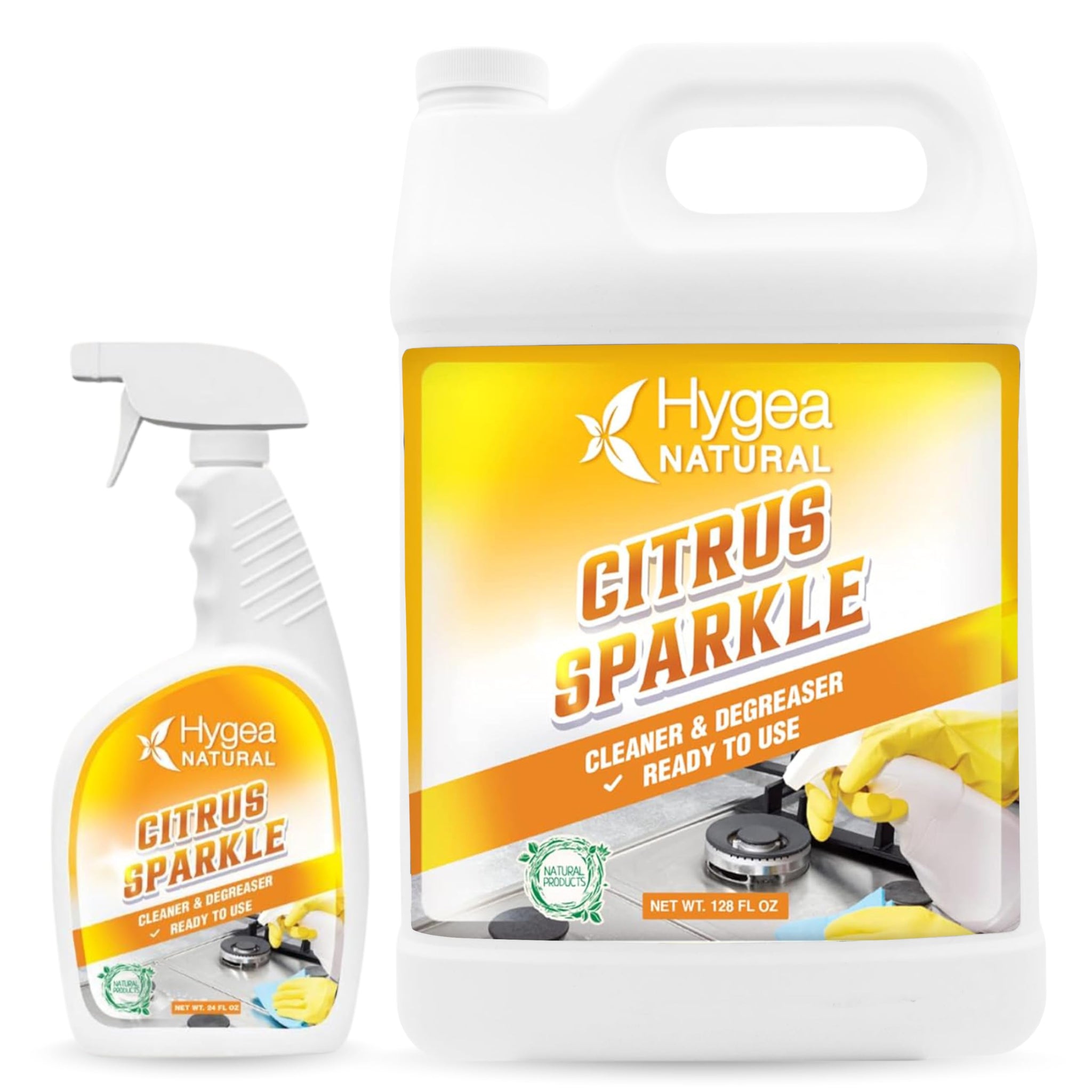 Hygea Natural Citrus Sparkle Chemical-Free Heavy Duty Degreaser & All Purpose Cleaner - Pure Citrus Extracts & Natural D-limonene - Removes Grease
