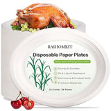 RAIHOMKIT 24 Pack Oval Paper Plates,12.5 Inch Disposable Oval Plates,Heavy Duty Biodegradable Plates Eco-Friendly Plates,White Oval Paper Dinner