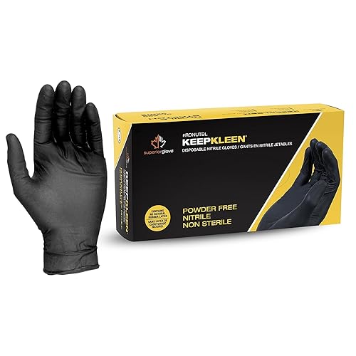 Superior Black Nitrile Gloves, Latex Free Glove, Disposable Gloves, Powder Free, Ultra Thin 3.5 mil Thickness, 9" Length, Size Large (Box of 200)