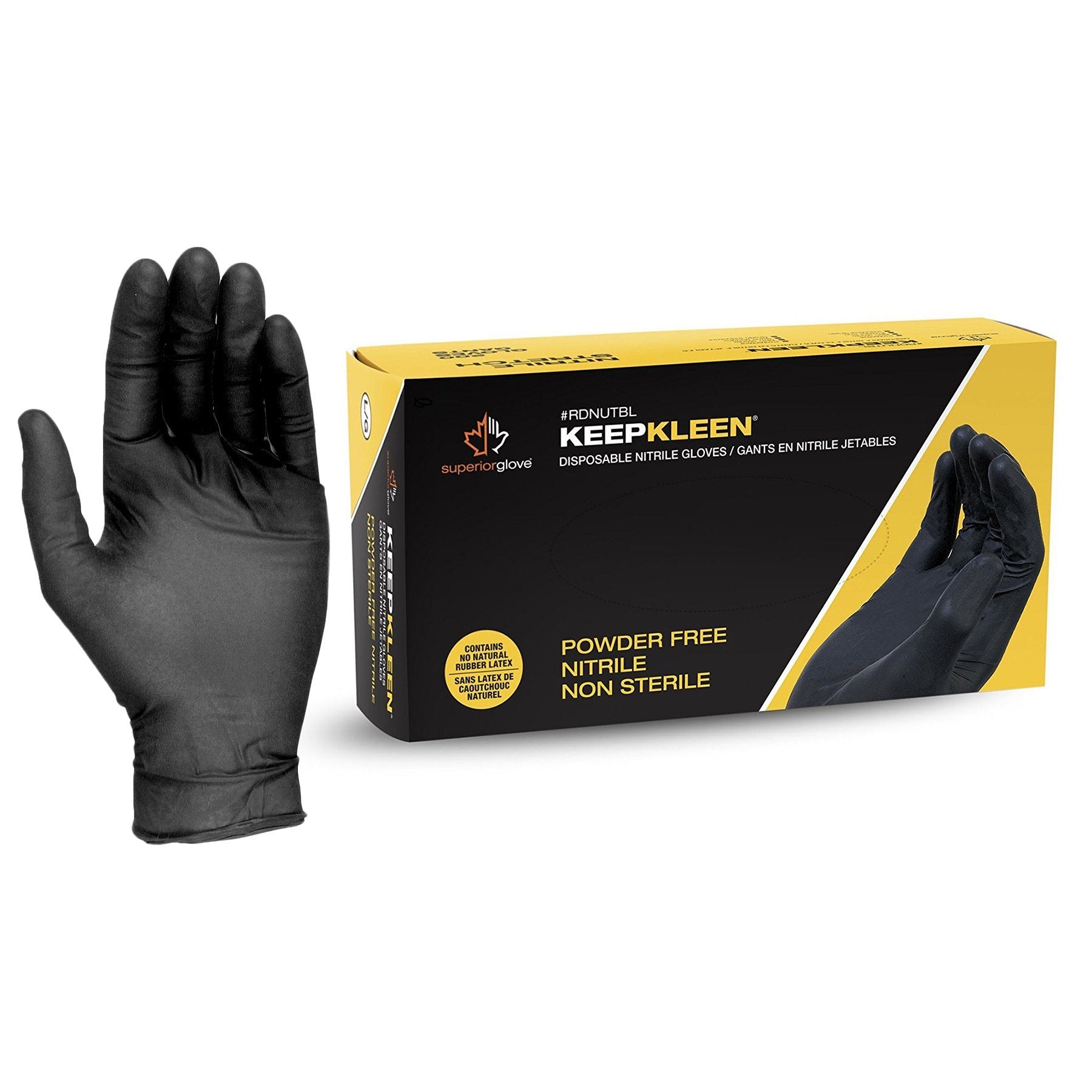 Superior Black Nitrile Gloves, Latex Free Glove, Disposable Gloves, Powder Free, Ultra Thin 3.5 mil Thickness, 9" Length, Size Large (Box of 200)