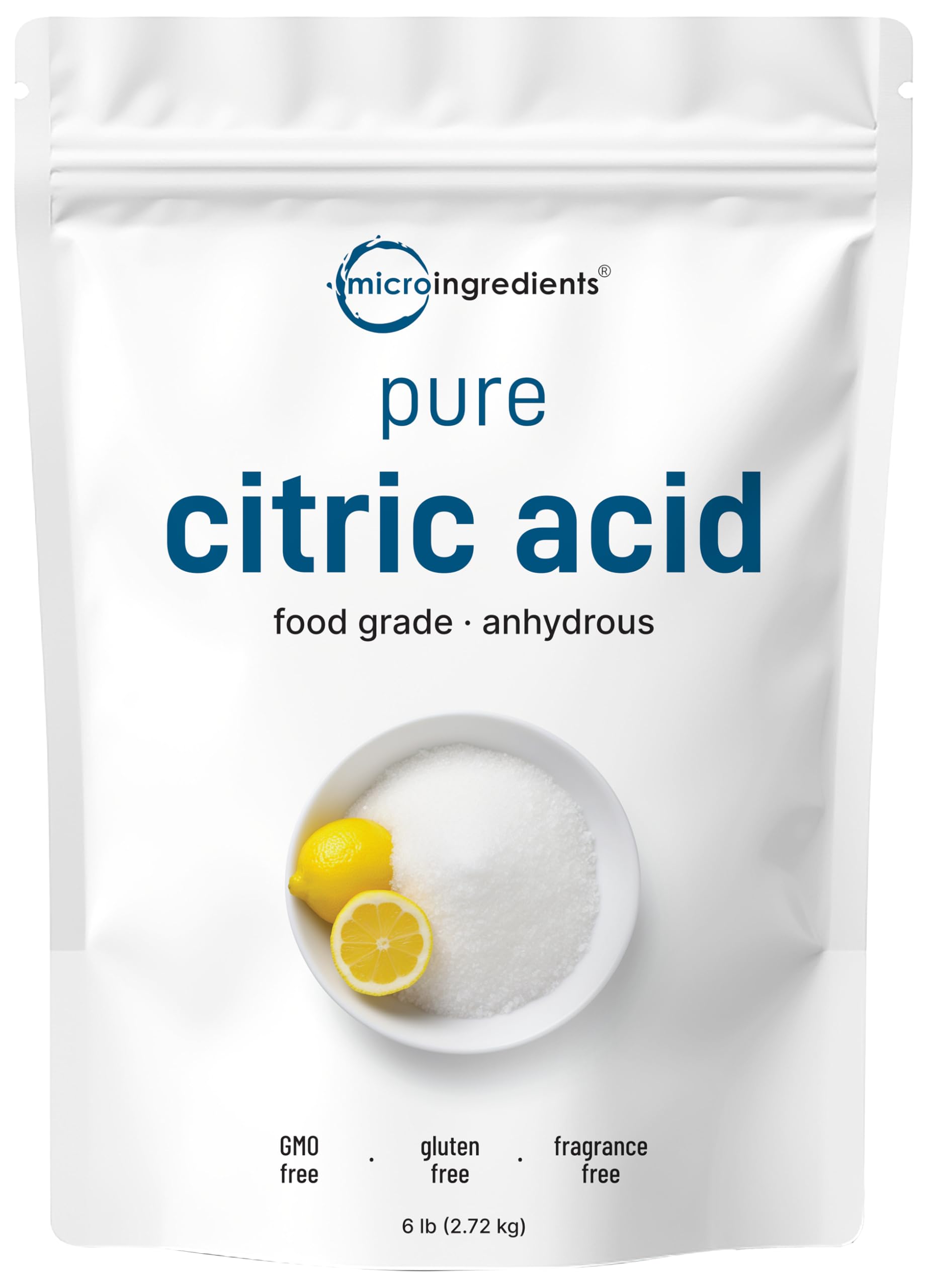 Citric Acid 6 Pounds, Food Grade, Fine Granular Powder | 100% Pure, Concentrated Anhydrous Form | Natural Preservative + Great for Cooking, Cleaning