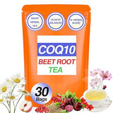Q10 Blood Pressure Tea - Heart Functional Tea with Hibiscus, Chamomile, Beet Root, Hawthorn Berry - Non-GMO, Caffeine-Free, Sugar Free, Peach Flavor