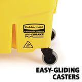 Rubbermaid Commercial Products WaveBrake 26 Qt. Side-Press Mop Bucket and Wringer Combo on Wheels, Yellow, for Professional/Industrial/Business