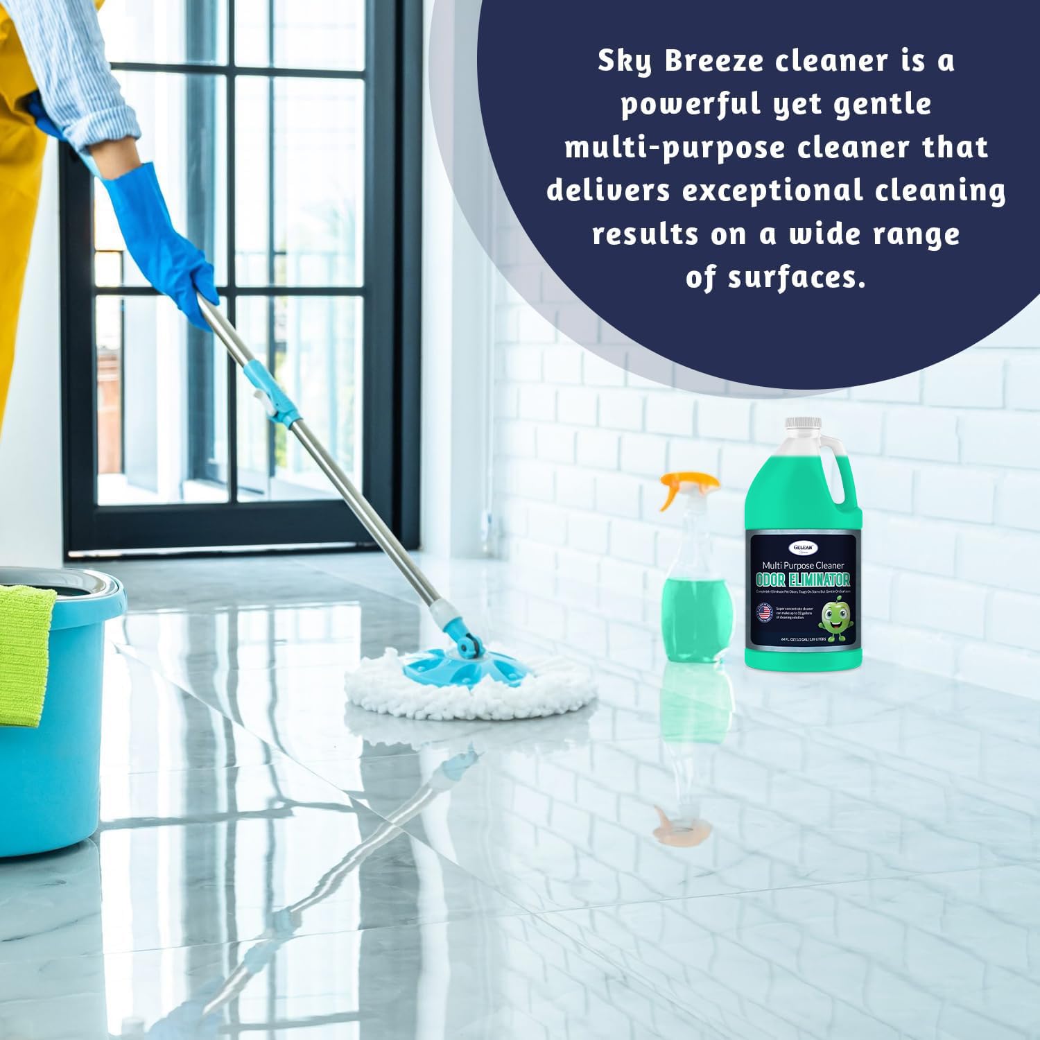 Multi Purpose Cleaner Pet Odor eliminator 64oz - Concentrate MAKES 32 GALLON - MADE IN USA- pH Neutral - Strong Floor Cleaner Odor eliminator - Stain