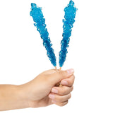 Blue Rock Candy Sugar Sticks - Blue Raspberry Flavored - 12 Individually Wrapped Party Favors