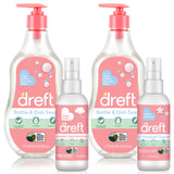 DREFT Bottle and Dish Soap Baby Gift Set - Bonus Travel Size Dreft All Purpose Cleaner & Stain Remover - Made to Clean Baby Essentials - Plant Based