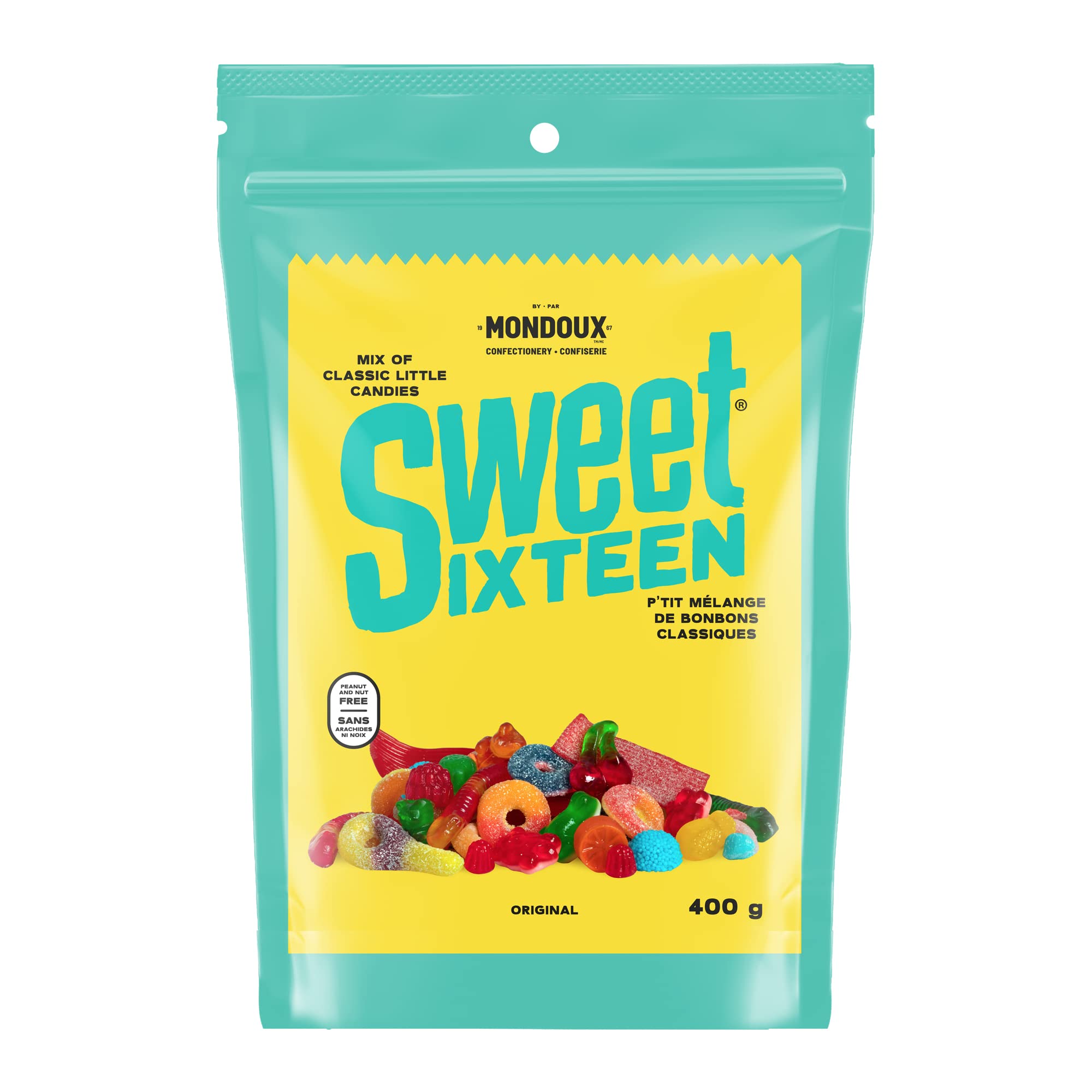 Sweet Sixteen ORIGINAL Candies, Assorted Flavorful Chewy Gummies and Jujubes Classic Candy Mix, Peanut and Nut-Free - 400 g