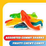 Gummy Sharks - 1 Pound Pack - Assorted Fruit Shark Gummies - Fish Candy for Goodie Bags, Gifting, Pool Parties, Snacking & Dessert Decorating - Chewy