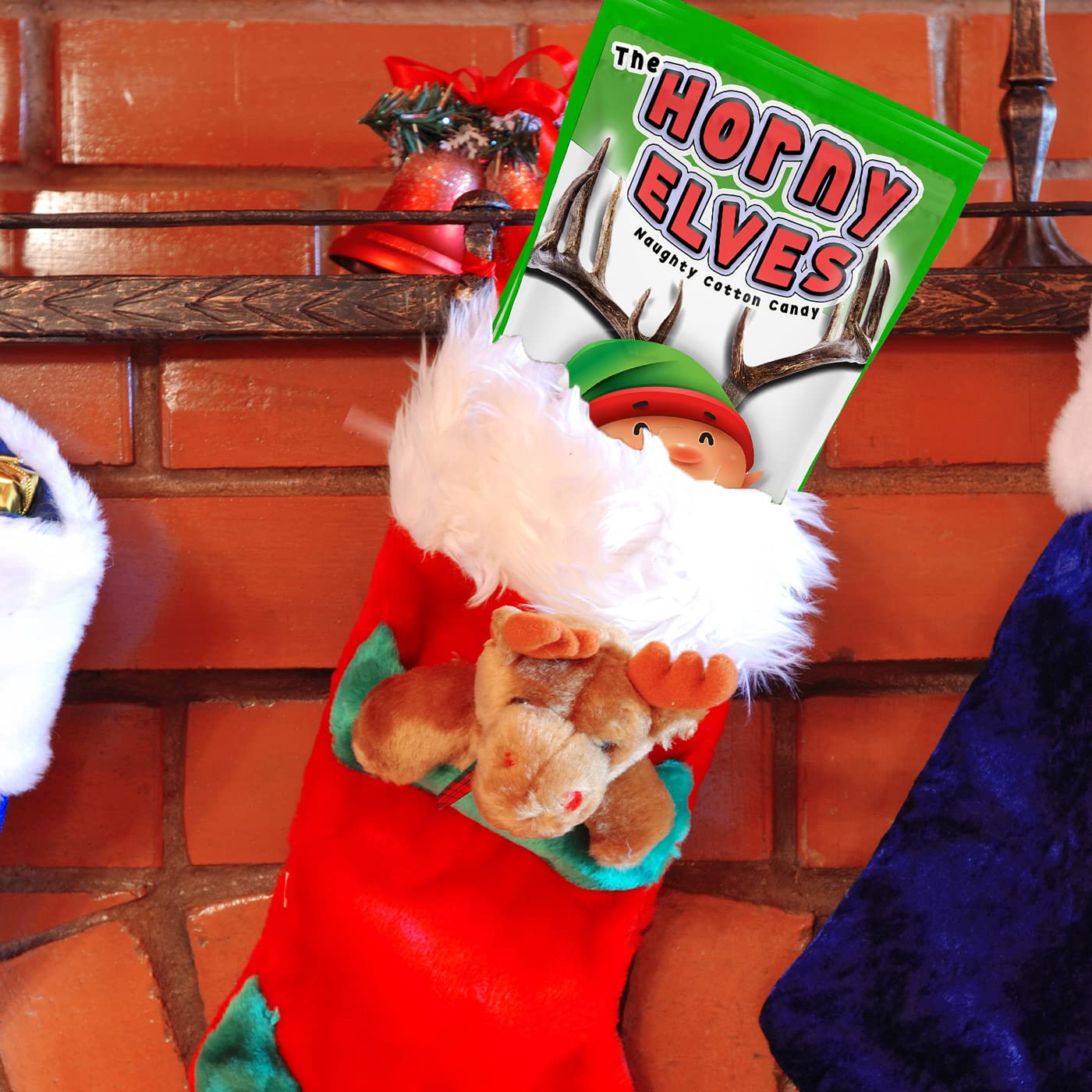 Horny Elves Naughty Cotton Candy - Funny Candy for Men - Funny Gag Gift for Christmas Lovers - Pink Strawberry Flavor - Stocking Stuffers for Women
