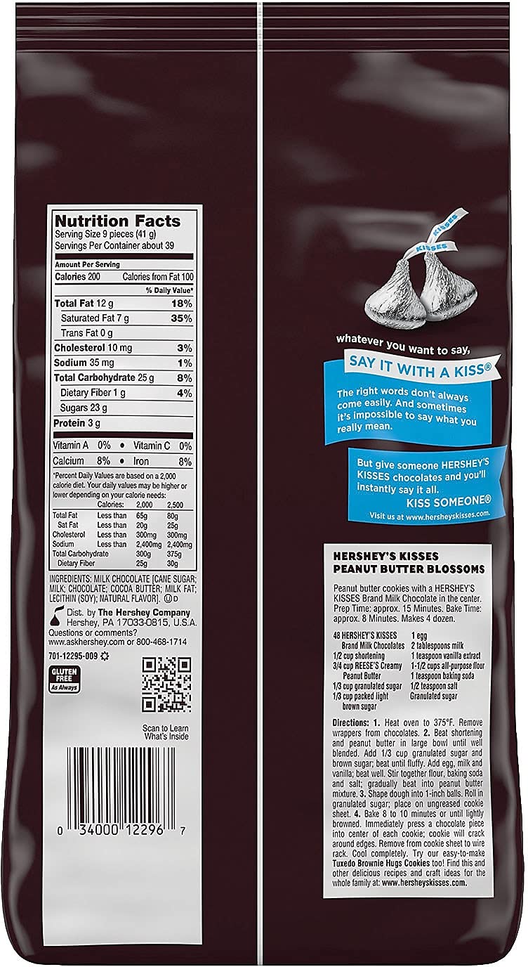 Hershey's Milk Chocolate Kisses, 56 Ounce Bag (330 Pieces) (4 Pack)