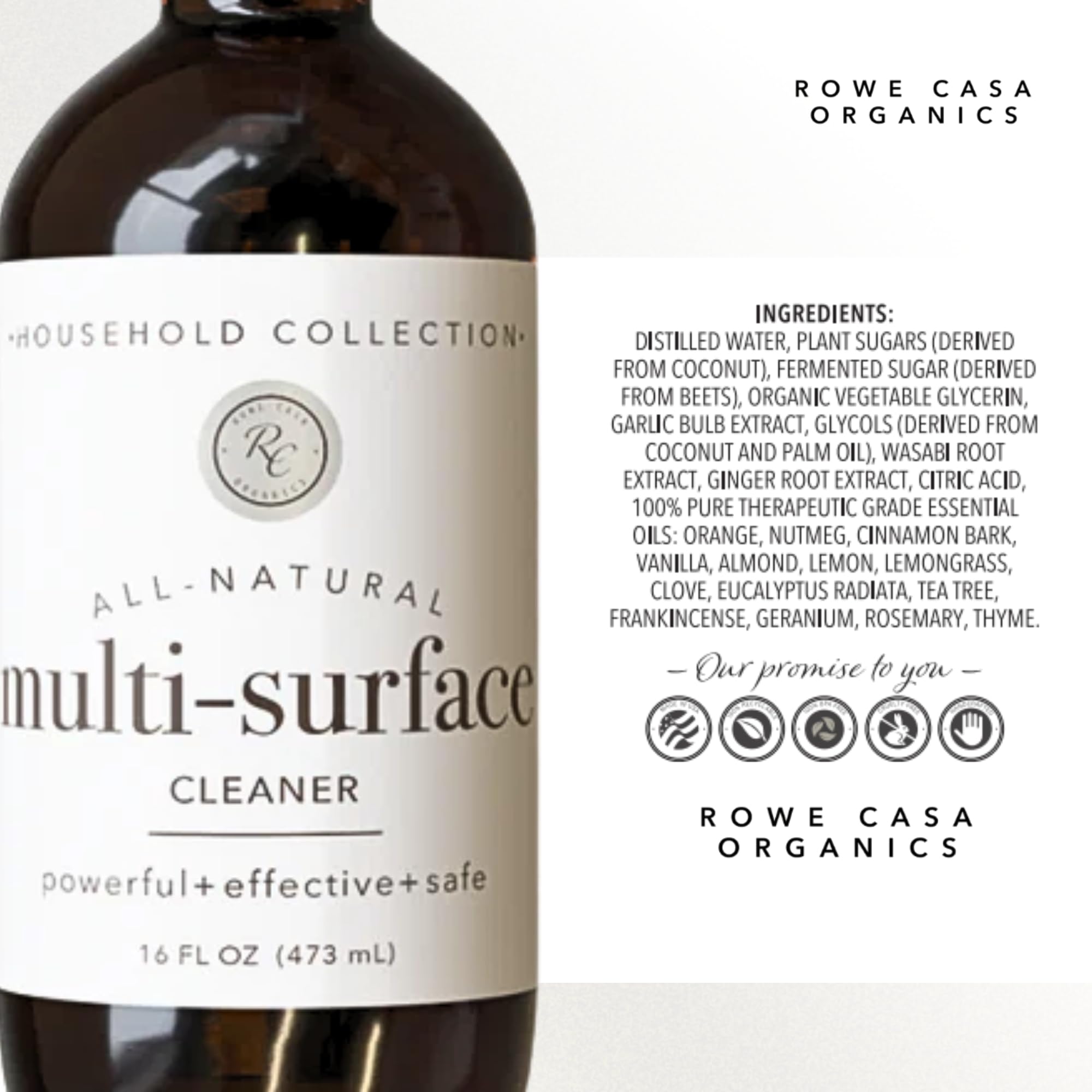 Rowe Casa Organics Multi-Purpose Cleaner Spray - Powerful, Effective, & Safe All Purpose Cleaner with Therapeutic Grade Essential Oils - 16 Fl. Oz