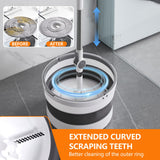 Spin Mop and Bucket Set ?2 Replaceable Microfiber Mop Pads?1 Magic Sponge Eraser pad for Deep-Cleaning Mops for Floors (Mop Set, 10" Mop-Head)