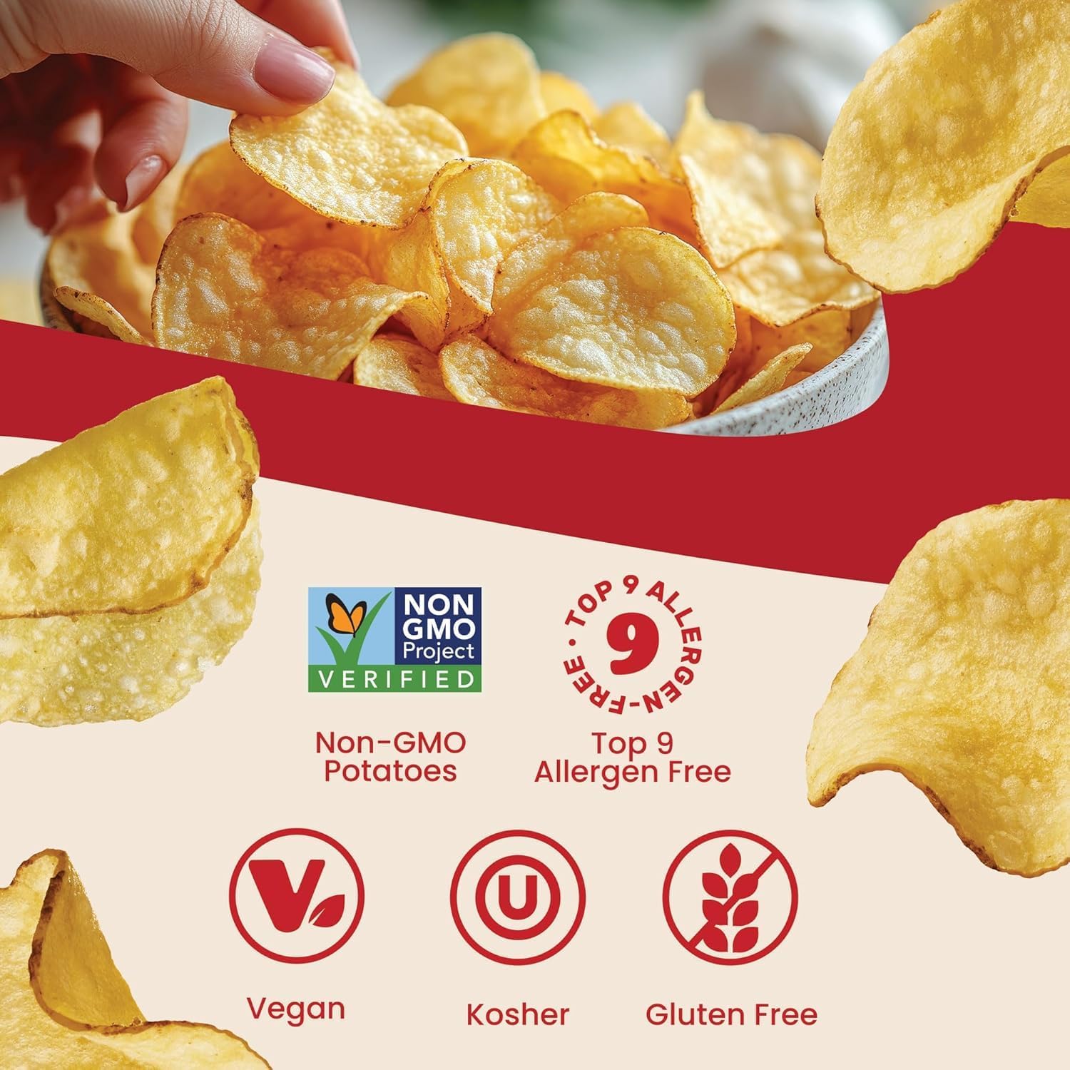 Jackson’s Potato Classic Kettle Chips with Sea Salt (1.5oz, Pack of 10) - Made with Avocado Oil - Allergen-friendly, Gluten Free, Peanut Free, Vegan