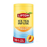 Lipton Ice Tea Infuse Black Tea Peach Cold Brew Tea Bags - 10 Count - Brews in Cold Water in Just 5 Minutes - Water Bottle Friendly for on-the-Go