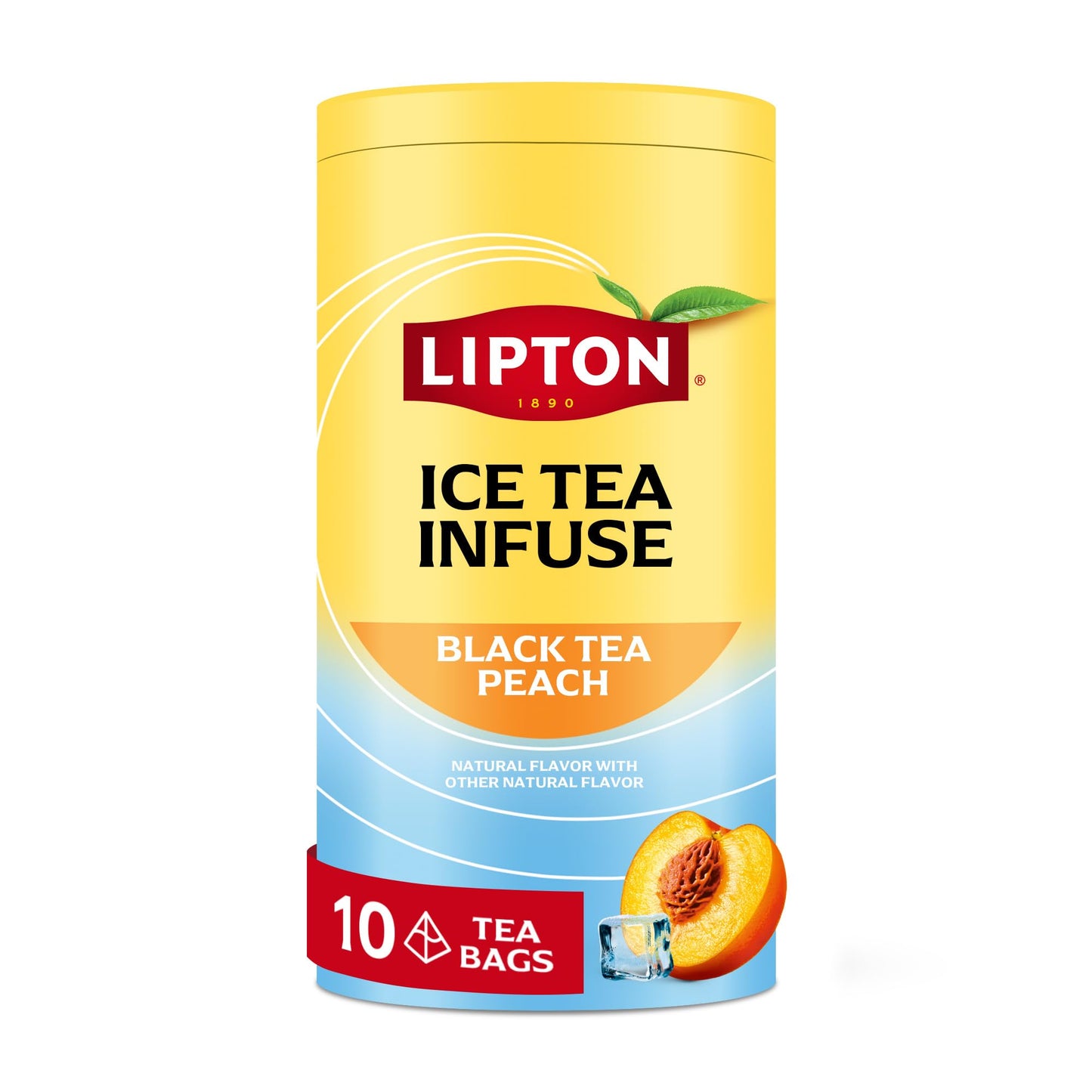 Lipton Ice Tea Infuse Black Tea Peach Cold Brew Tea Bags - 10 Count - Brews in Cold Water in Just 5 Minutes - Water Bottle Friendly for on-the-Go