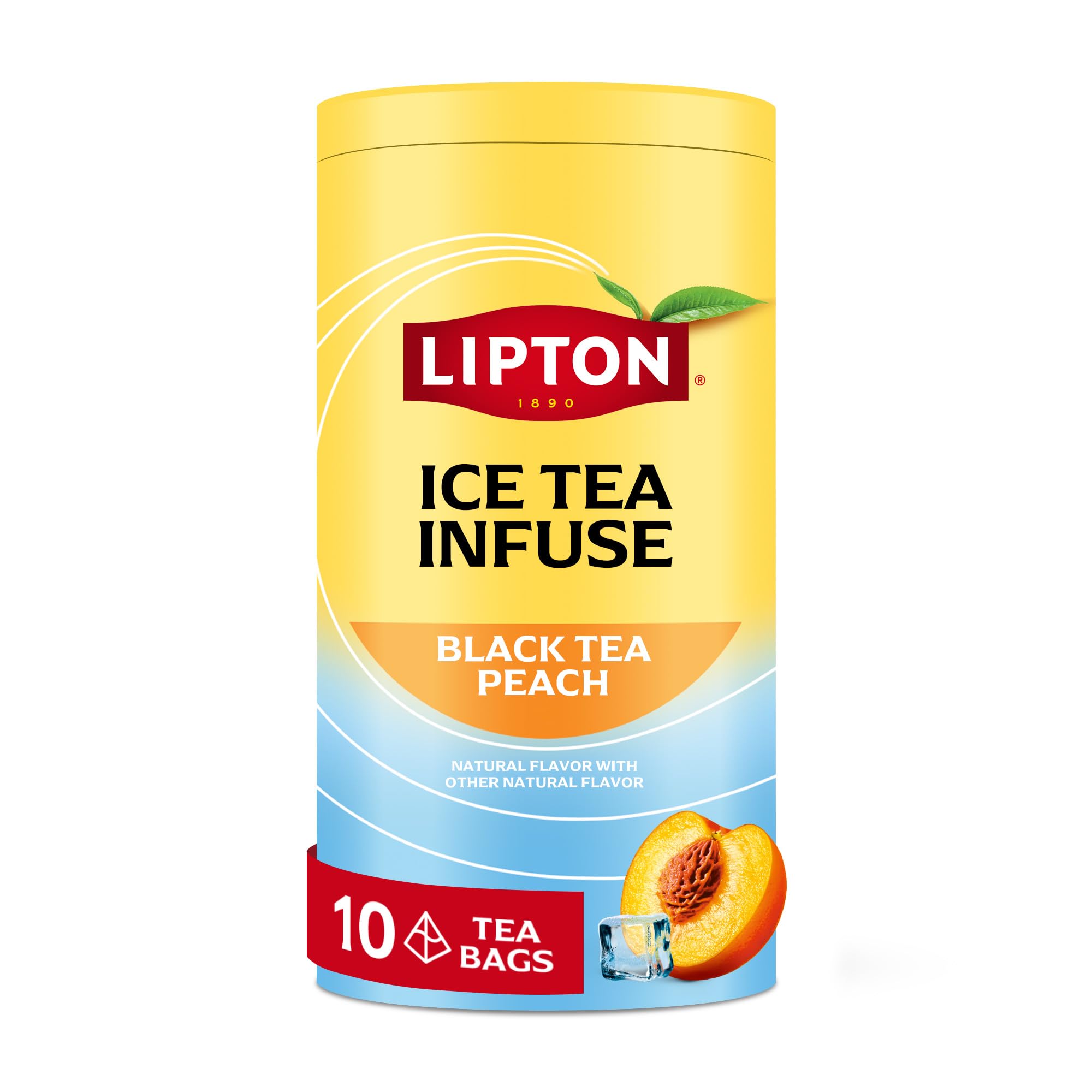 Lipton Ice Tea Infuse Black Tea Peach Cold Brew Tea Bags - 10 Count - Brews in Cold Water in Just 5 Minutes - Water Bottle Friendly for on-the-Go