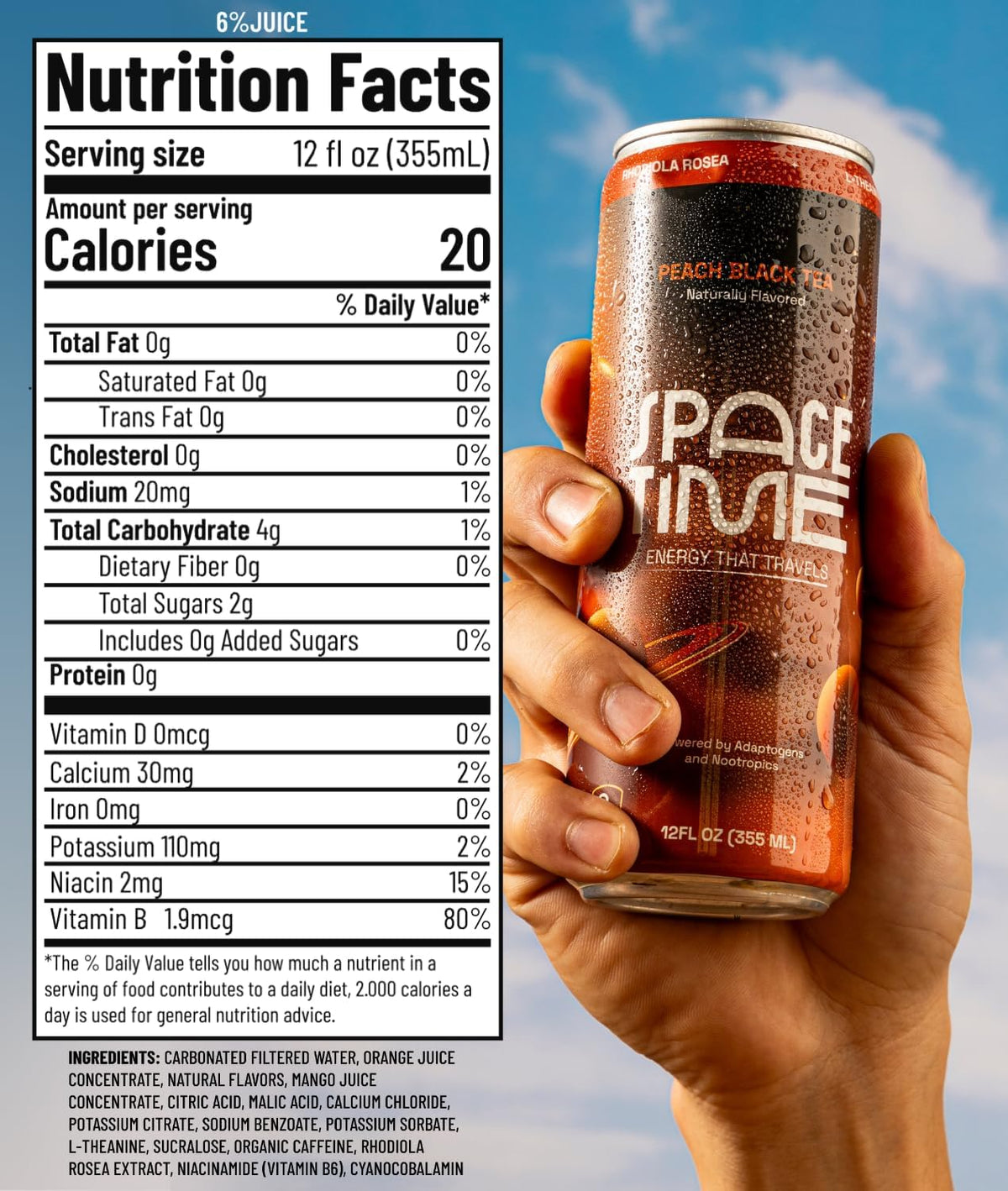 SpaceTime Productivity & Focus Energy Drink, Real Juice Nootropic Drink