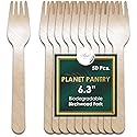 Planet Pantry Disposable Birchwood Cutlery Fork (50 pcs) Plastic Alternative Eco-Friendly for Food, Party, Buffet, Wedding