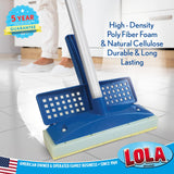 LOLA Squeeze Sponge Mop w/ Poly Foam & a Natural Cellulose Layer & 3 Replacement Heads / Refill Bundle, Absorbs & Wicks Moisture, Floor Cleaner