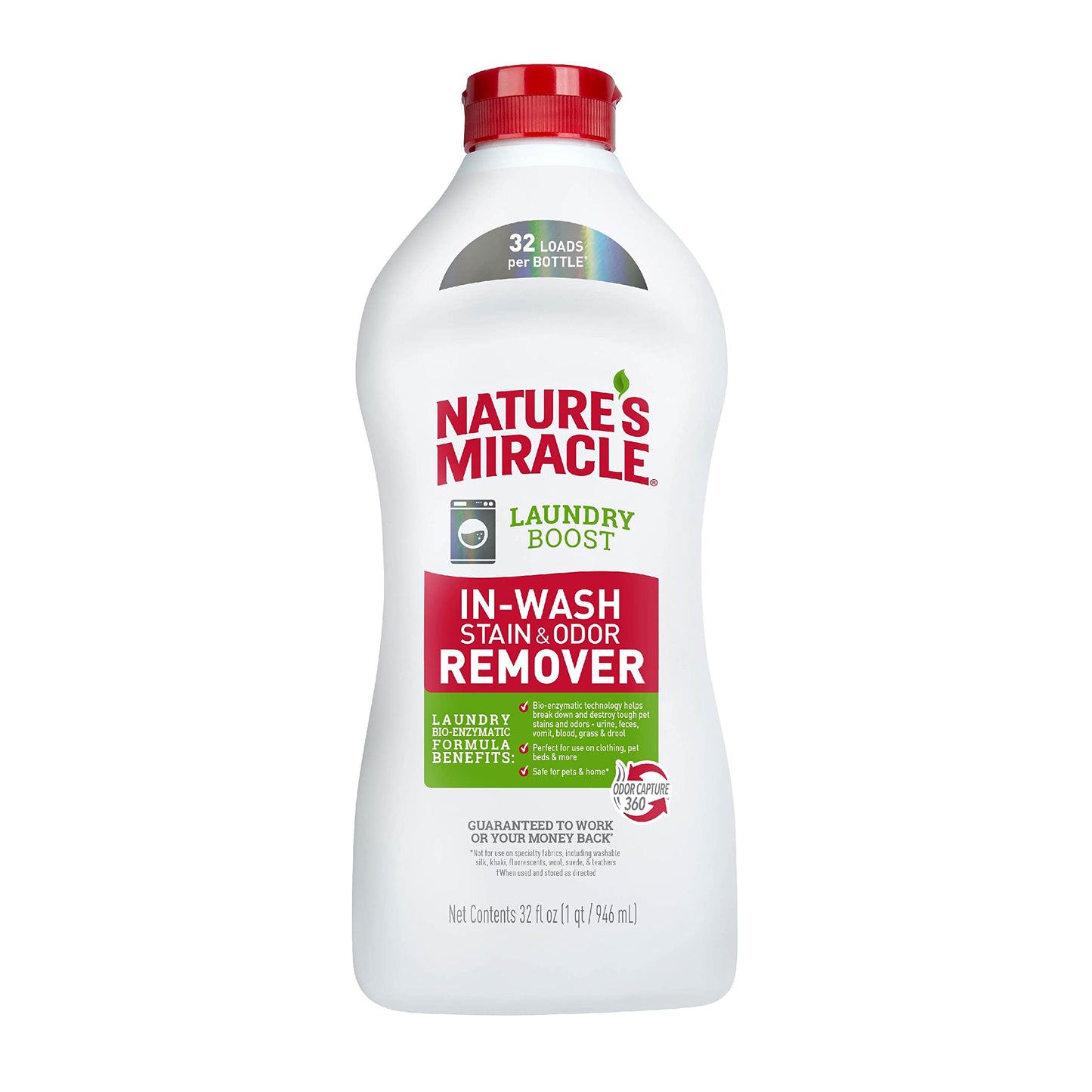 Nature’s Miracle Laundry Boost In-Wash Stain and Odor Remover, Laundry Stain and Odor Removing Additive For All Machines, Spray, 32 oz