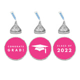 Andaz Press Chocolate Drop Labels Trio, Graduation 2026, Fuchsia, 216-Pack Graduation Stickers Class of 2026