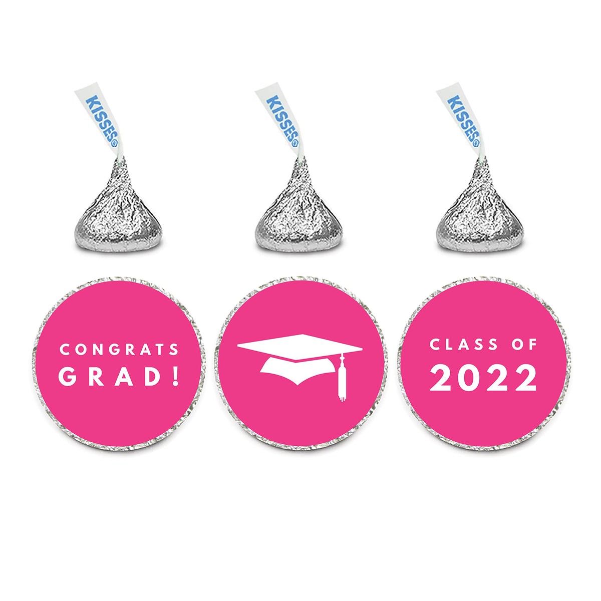 Andaz Press Chocolate Drop Labels Trio, Graduation 2026, Fuchsia, 216-Pack Graduation Stickers Class of 2026