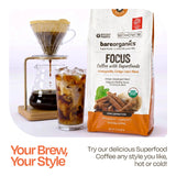 Focus Coffee with Superfoods - Organic Probiotic Mushroom Ground Bagged Coffee, Supports Healthy Focus & Digestion, Infused with Ashwagandha, Lion's