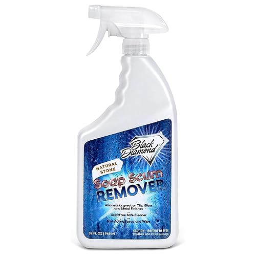 Black Diamond Stoneworks Natural Stone Shower Soap Scum Remover Spray. For Cleaning Bathtubs, Glass Doors, Tubs, Travertine, Marble, Tile. Heavy Duty
