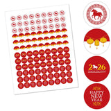 Chinese New Year - 2026 Year of The Horse - Round Candy Stickers - 108pc