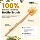 ELDR Supply Bottle Brush, 14in Extra Long German Beechwood Handle, Strong Hemp Bristles, Zero Waste, Cleans and Scrubs Hard to Reach Wide Mouth Jars