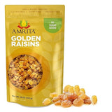 Amrita Golden Raisins 1 lb | No Added Sugar, Naturally Sweet, Gluten Free Dried Sultanas, Kishmish | Packed Fresh in Resealable Bags | Yellow