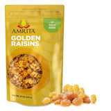 Amrita Golden Raisins 1 lb | No Added Sugar, Naturally Sweet, Gluten Free Dried Sultanas, Kishmish | Packed Fresh in Resealable Bags | Yellow