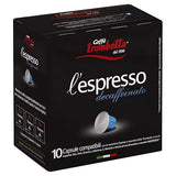 Trombetta Nespresso Italian Coffee - 10 Capsules “L’espresso Deccaffeinato” Instant Decaf Espresso Coffee - Compatible Nespresso Espresso Coffee Pods