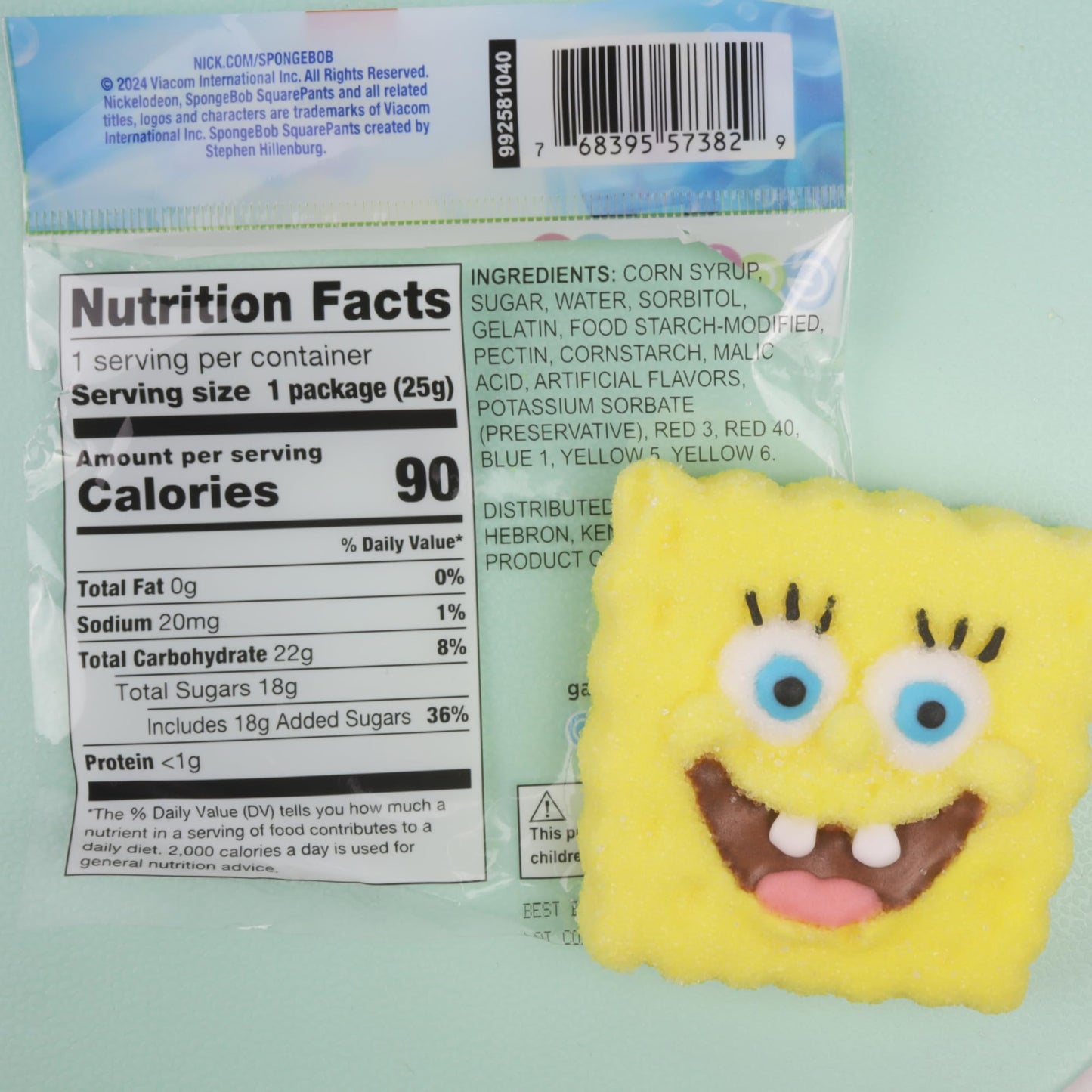 SpongeBob SquarePants Candy, Giant Sugar Coated Marshmallows, Individually Wrapped Party Favors, 4 Count Box