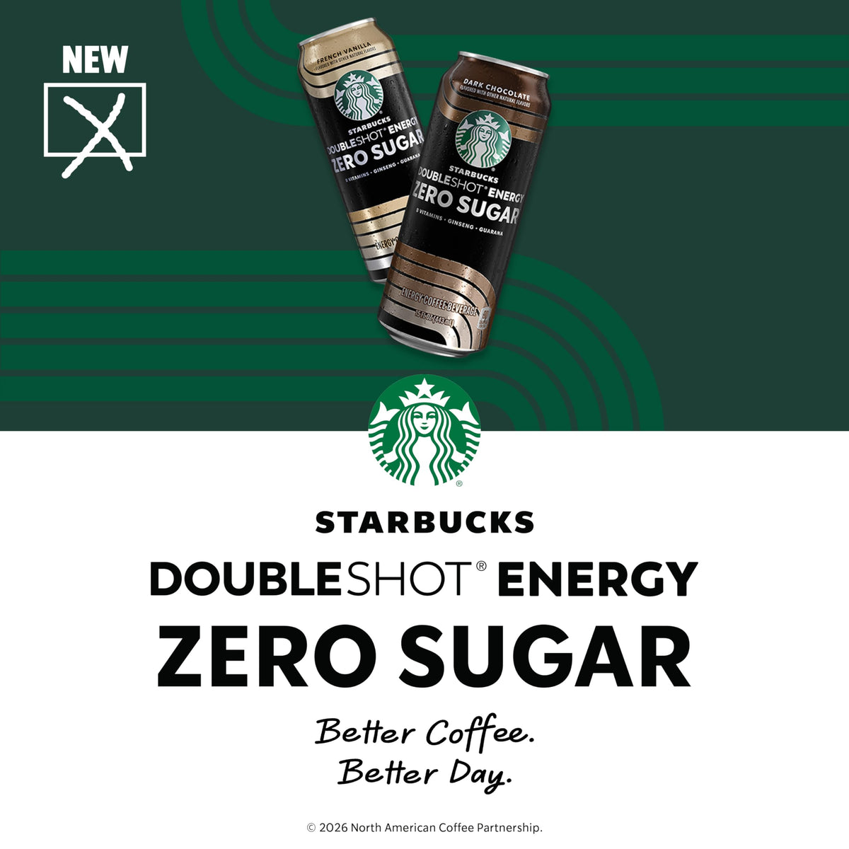 Starbucks Doubleshot Zero Sugar Coffee Energy Drink, Dark Chocolate, 15 fl oz Cans, (12 Pack), Zero Sugar, B Vitamins, Ginseng, Guarana, Iced Coffee