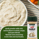 Badia Organic Garlic Powder, 3 oz - Premium Garlic Powder, Freshly Ground & Flavorful