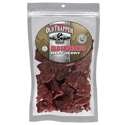 Old Trapper Beef Jerky, Old-Fashioned 8 Ounce Bag, Tender Meat Snacks for Lunches or Between Meals, 11 Grams of Protein, Zero Grams of Fat, and 70