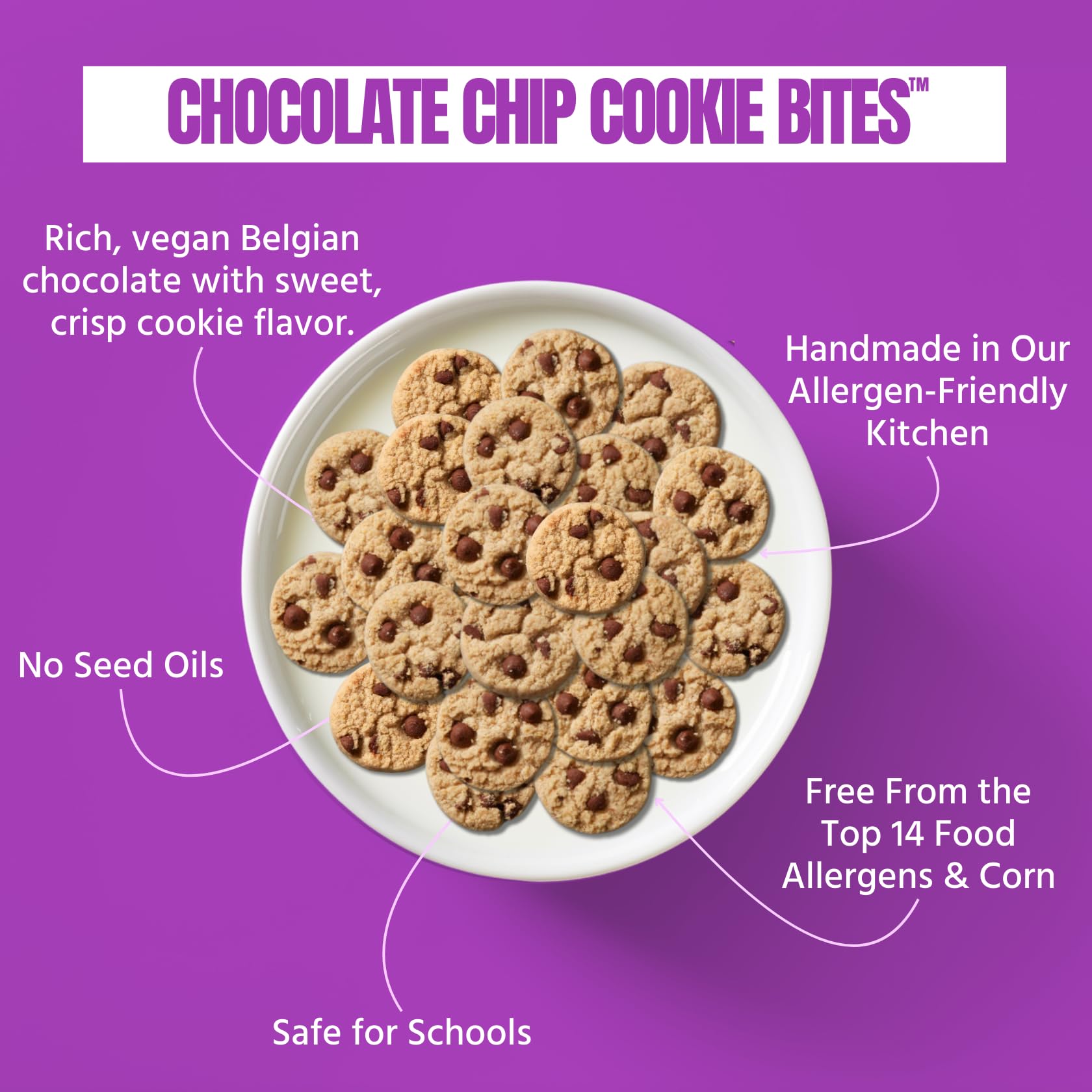 Every Body Eat Chocolate Chip Crunchy Cookie Bites - Gluten Free, Dairy Free, Vegan, Seed Oil Free, Allergy Friendly (5oz Pack of 3)