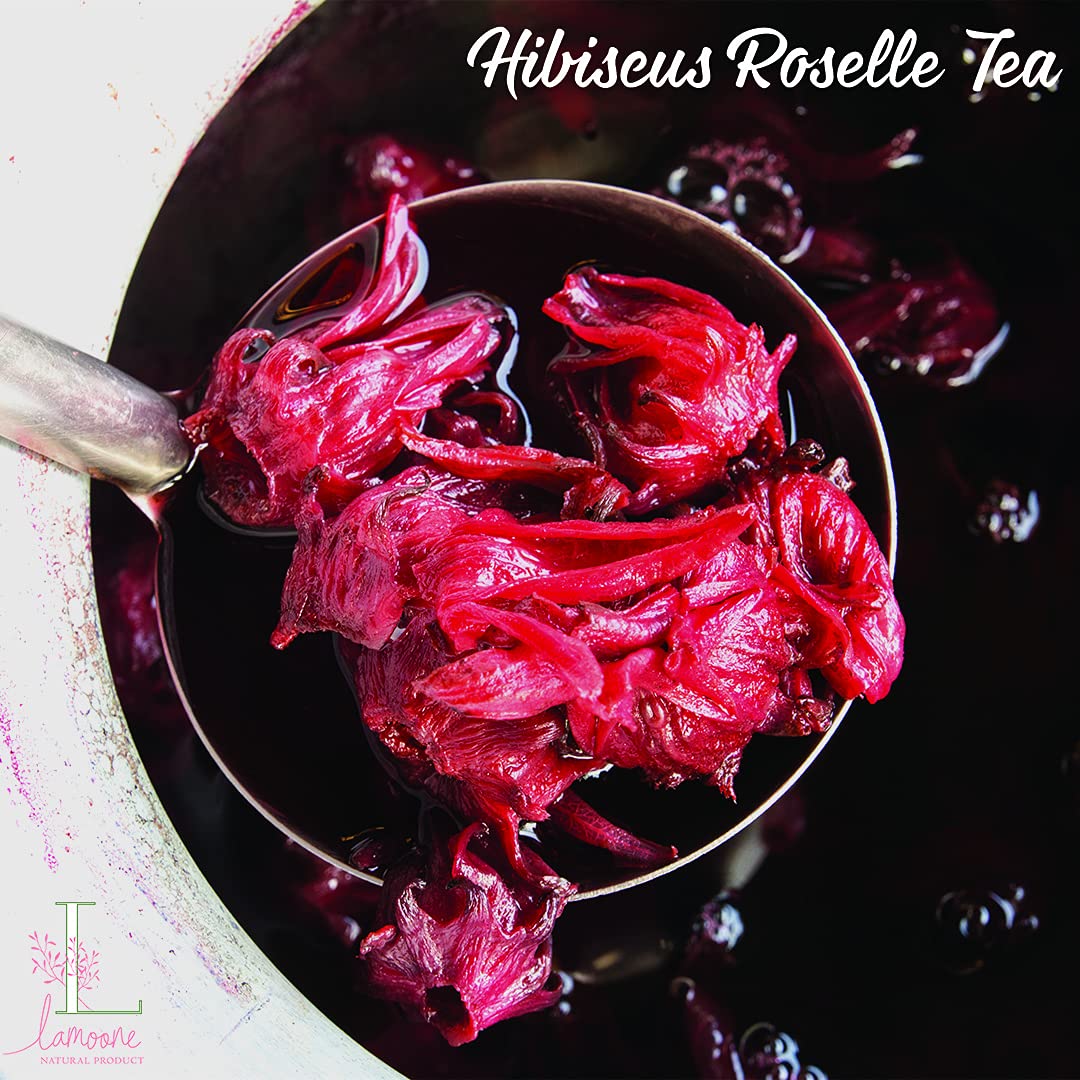 Lamoone Premium Organic Dried Hibiscus Roselle Flowers Herbal Tea organically grown in Thailand 100g (3.52oz)